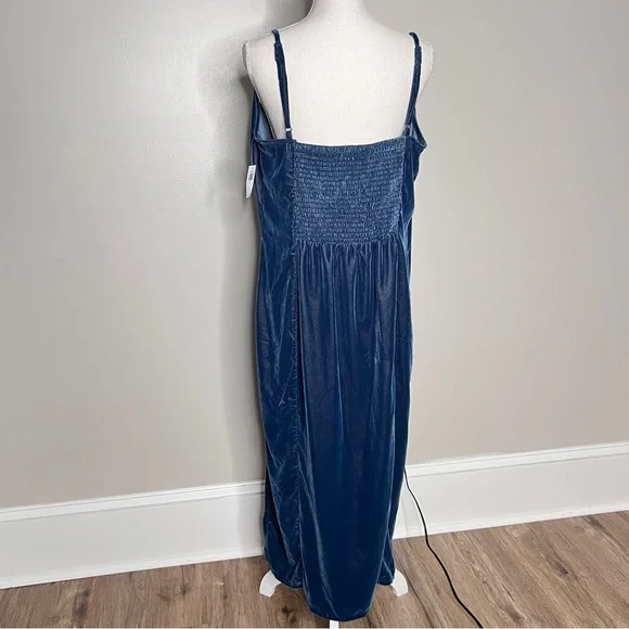 Old Navy Dark Teal Sleeveless Velvet Slip Maxi Dress Obscure Night Women Size XL - Picture 4 of 16